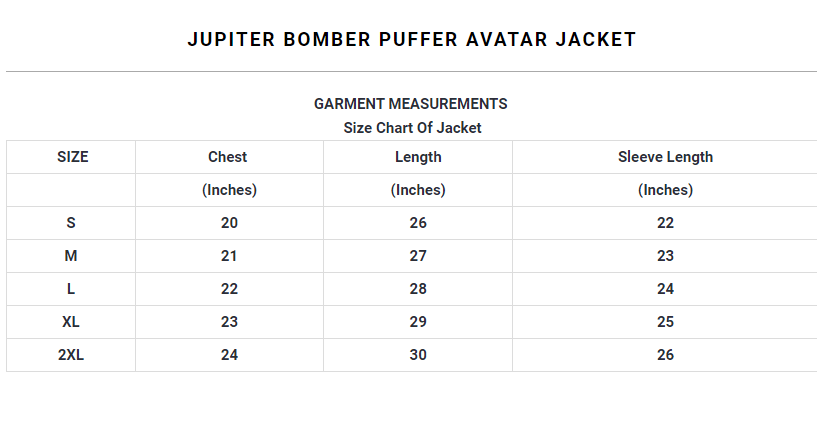 Jupiter bomber puffer avatar jacket