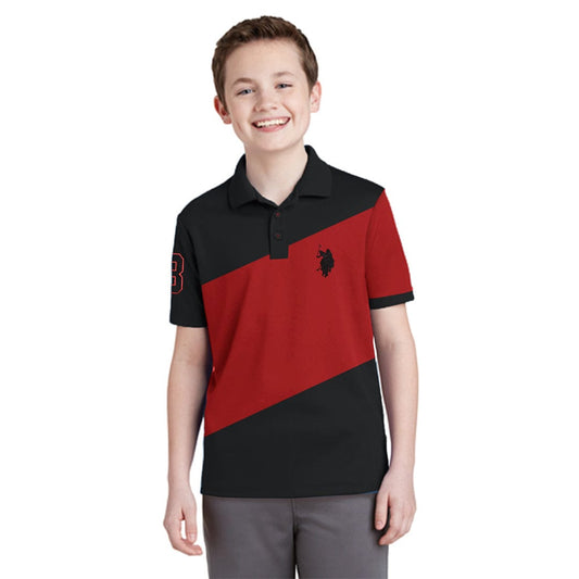 Boys Cross Color Block Star Cotton Polo (7 to 14 Years)