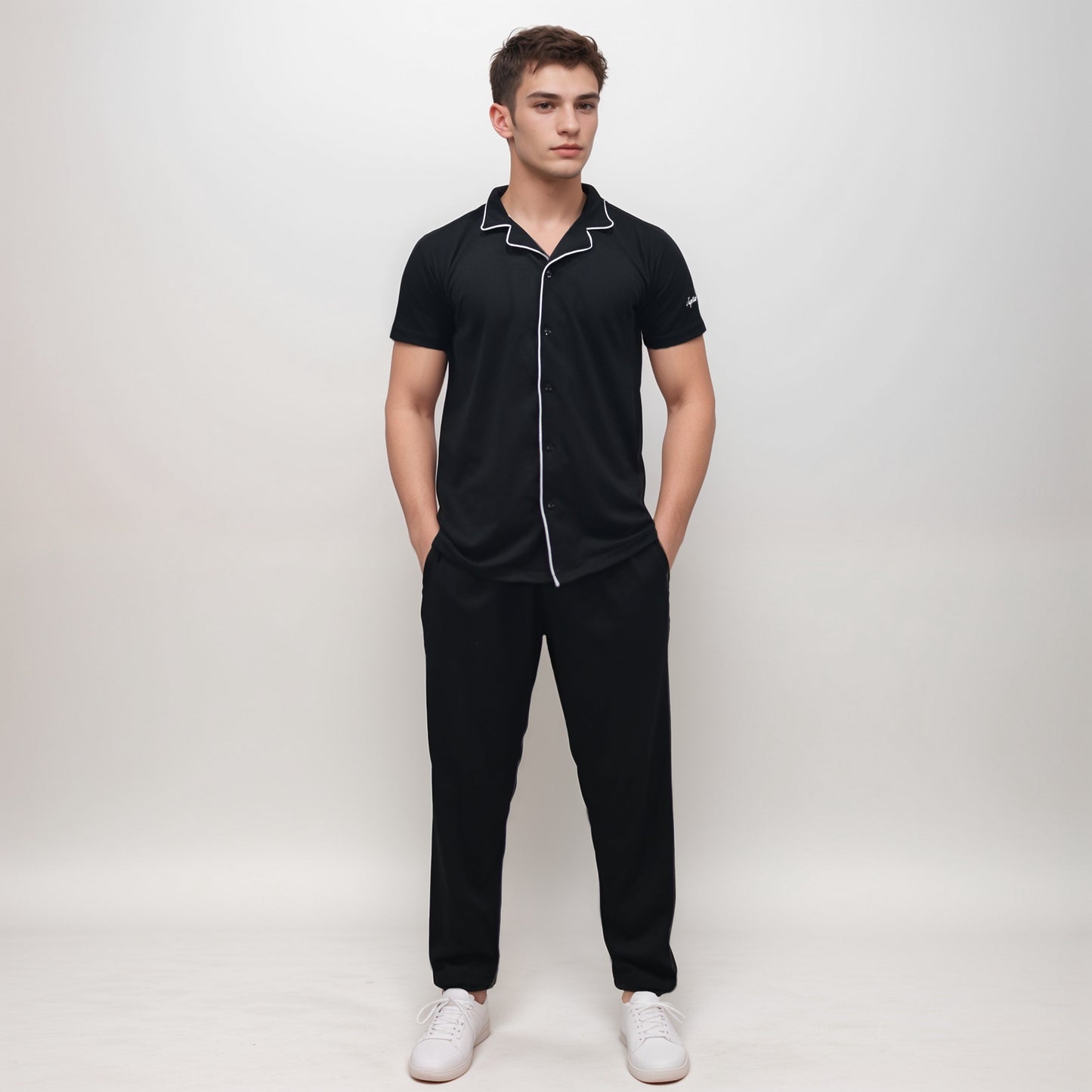 Jupiter Celebrity White Lining Contrast Unisex French Pique Coord Set