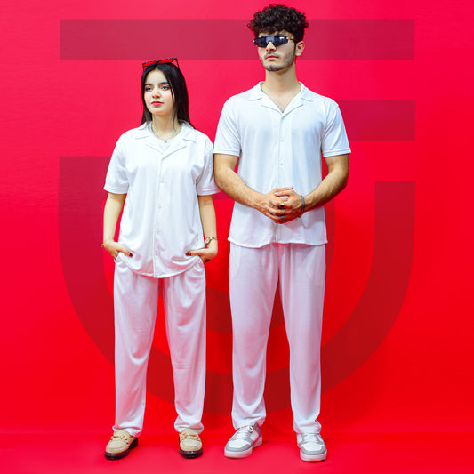 Jupiter Celebrity Unisex French Pique White Coord Set