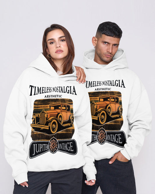 Jupiter Heavy Gsm Nostalgia Printed Off White Hoodie