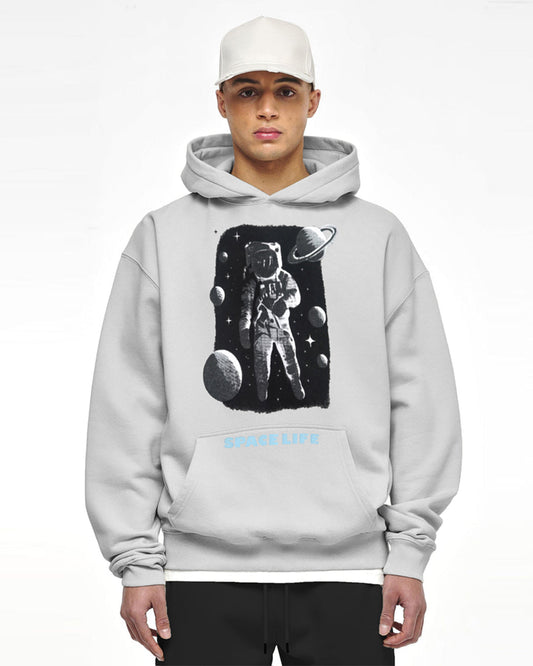 Jupiter Heavy Gsm Space Life Puff Printed Oversized Hoodie