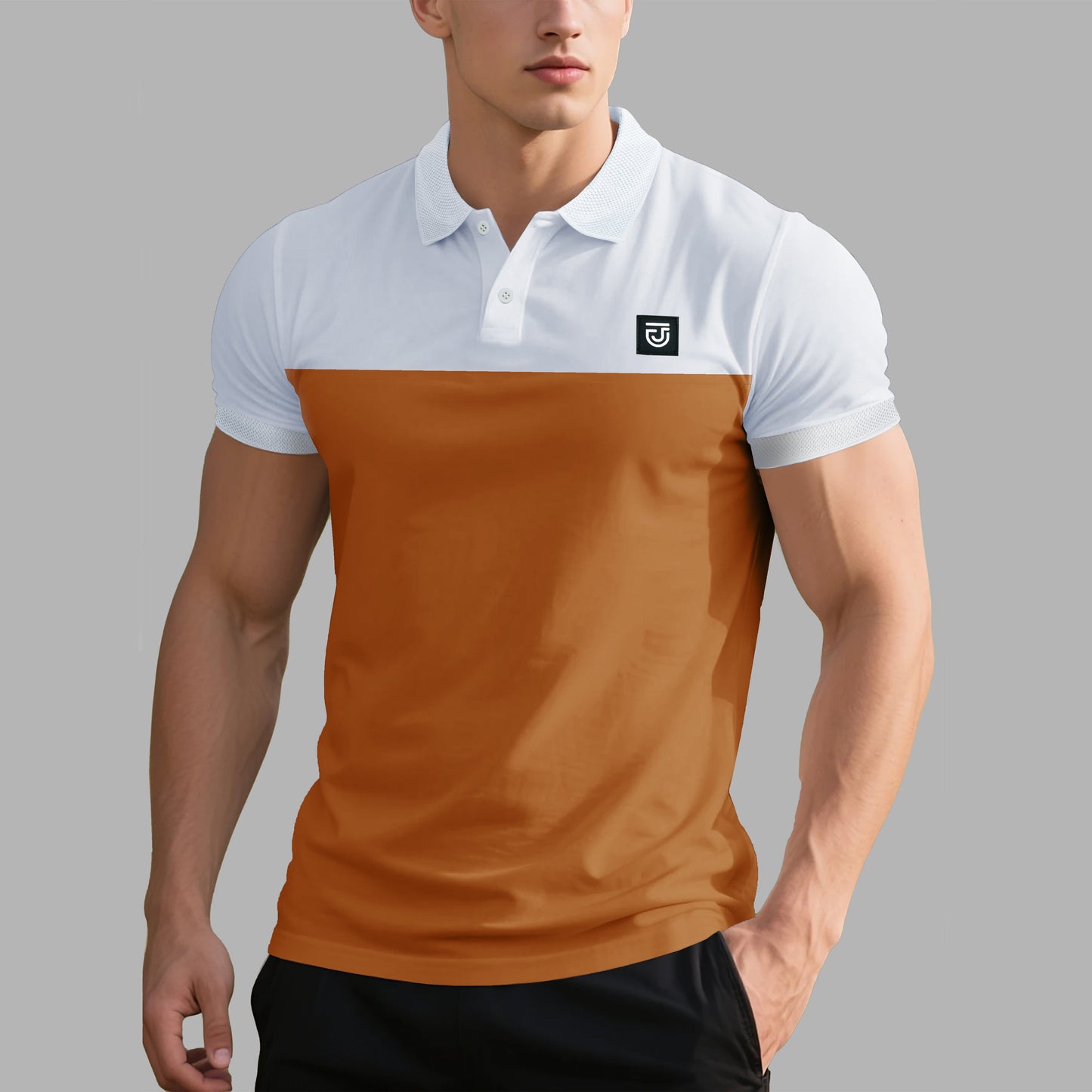 Jupiter Texture Collar Superlative High Density Logo Cotton Polo For Men