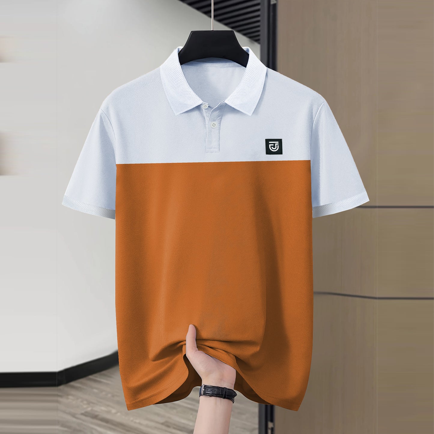 Jupiter Texture Collar Superlative High Density Logo Cotton Polo For Men