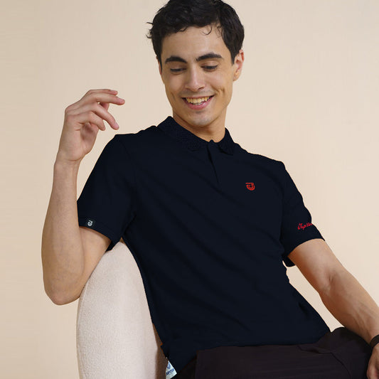 Jupiter Textured Collar Prime Embroidered Logo Viscosen Soft Cotton Polo For Men