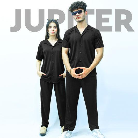 Jupiter Celebrity Unisex French Pique Black Coord Set