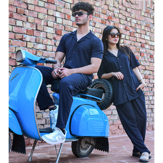 Jupiter Celebrity Unisex French Pique Navy Coord Set