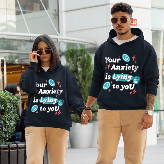 Jupiter Hotep Oversized Anxiety Is Lying Printed Hoodie