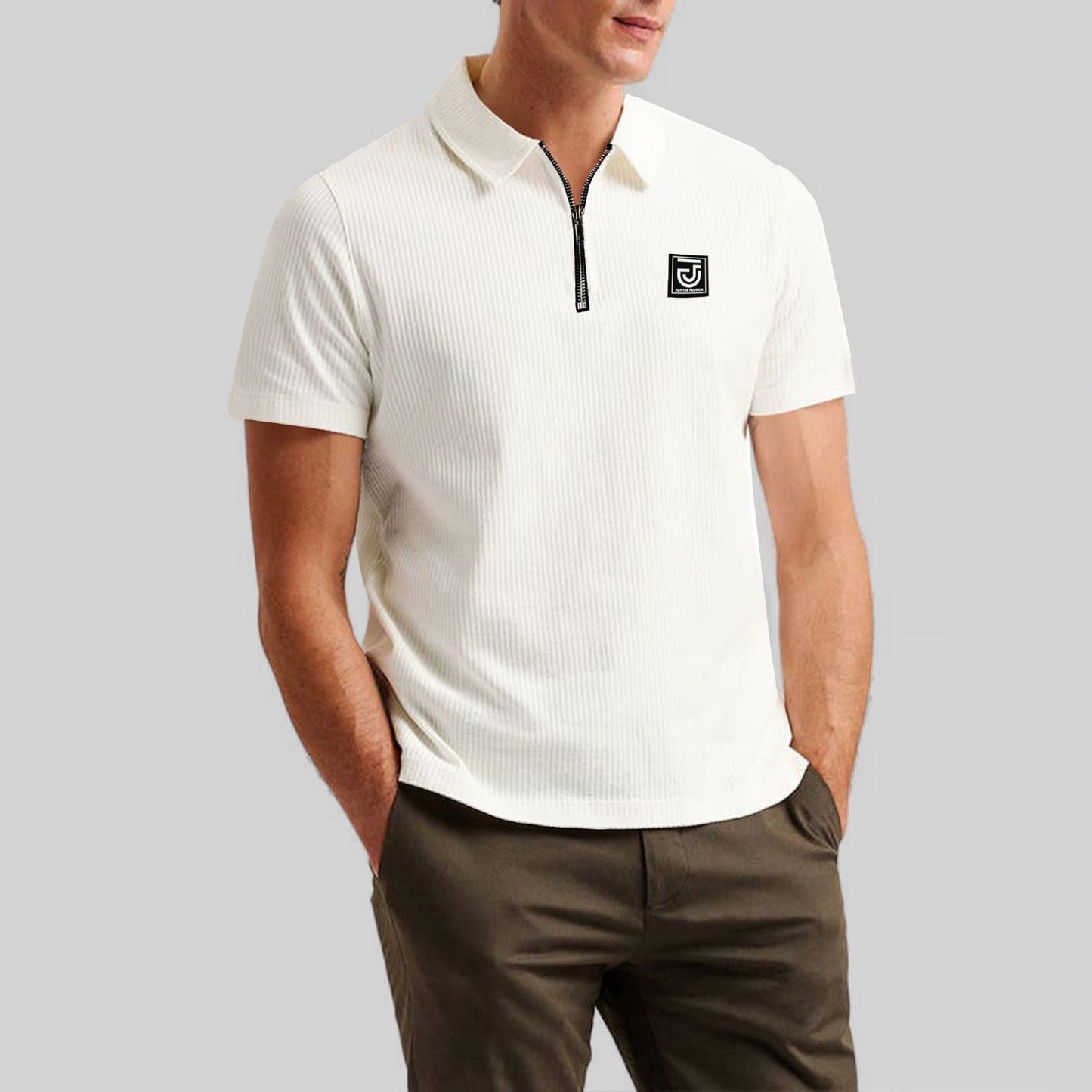 Jupiter Aestival Zip Neck Self Weave  Premium Polo For Men