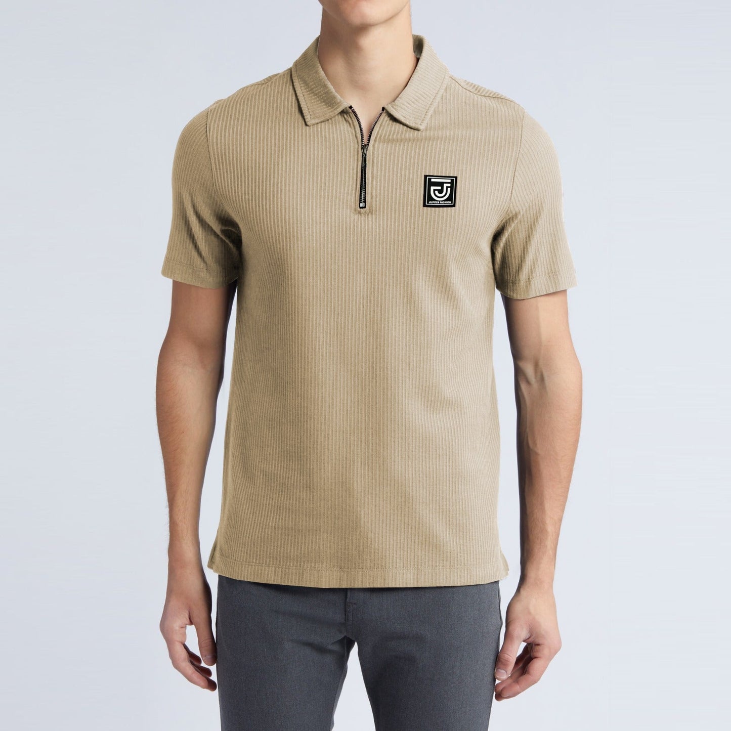 Jupiter Aestival Zip Neck Self Weave  Premium Polo For Men