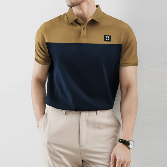 Jupiter Texture Collar Superlative High Density Logo Cotton Polo For Men