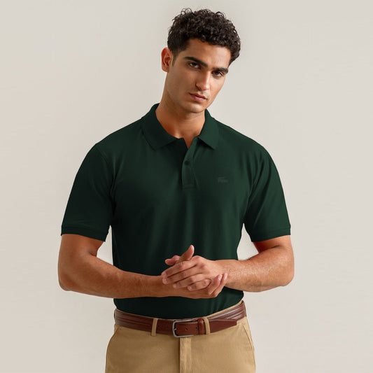 Luxe Fit Classic High Density Logo Combed Cotton Polos For Men
