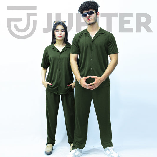 Jupiter Celebrity Unisex French Pique Olive Coord Set